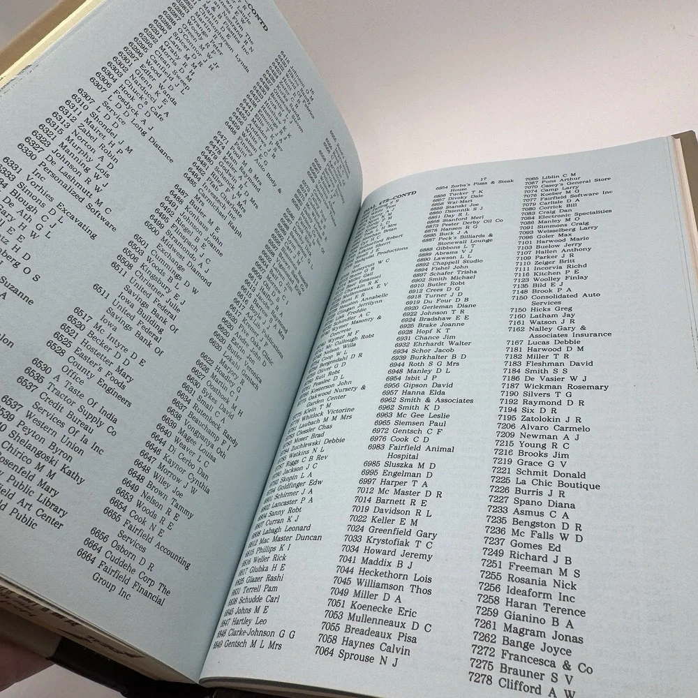 1988 Fairfield Iowa City Business Directory HC Book Phone Advertisements Ads Vtg